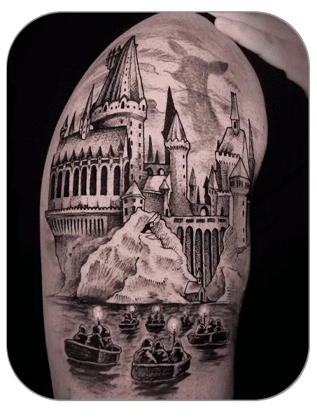 Tatuaje Harry Potter estilo BlackWork hecho por Marc en The last gallery tattoo Mollet del Vallès, Barcelona