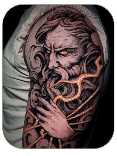 Tatuaje Zeus estilo BlackWork hecho por Marc en The last gallery tattoo Mollet del Vallès, Barcelona